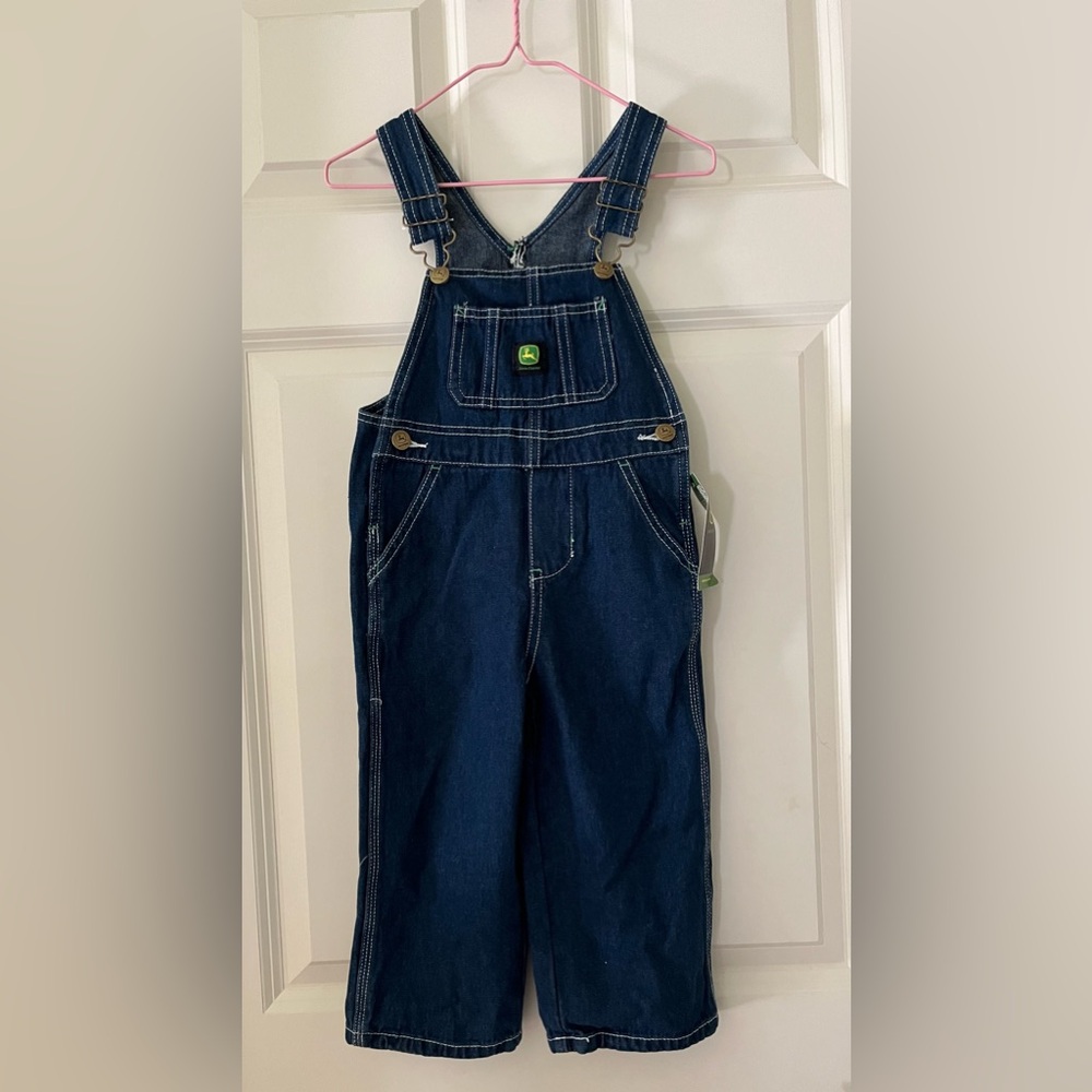 New Boys John Deere blue overalls-size 3T cotton adjustable straps pockets
